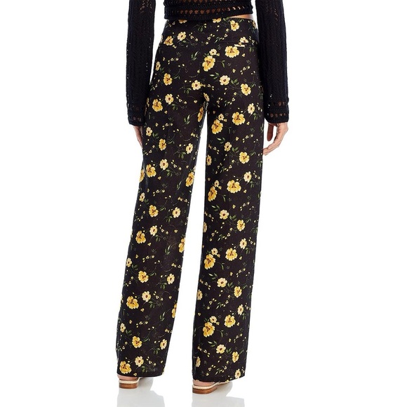 Floral Black and Yellow Women's Pants - Picture 2 of 4